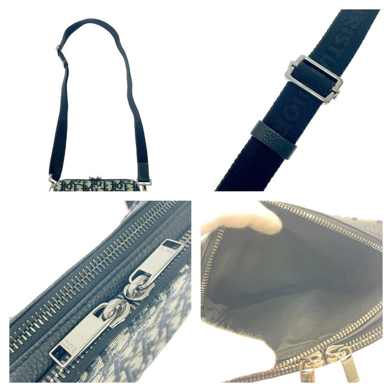 Dior 2 yse Canvas Leather Oblique Strap Pouch Shoulder Bag — view 8