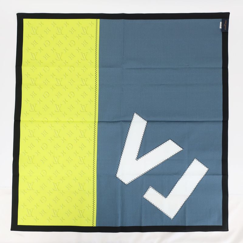 Louis Vuitton Handkerchief Monogram Logo Yellow Blue — view 3