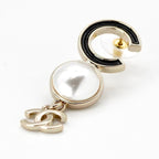 Chanel Earrings Gold Black Coco Mark Logo Pearl — view 6