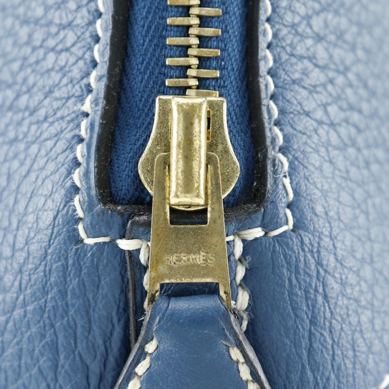 Hermes Bolide 37 g Engraved Taurillon Clemence Blue Handbag — view 9