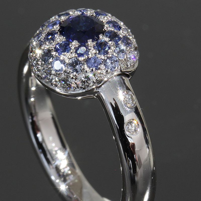 Chanel Sapphire Diamond Ring 18K White Gold 750 E0969 — view 4