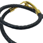 Hermes Jumbo Bracelet Bangle Choker Small Item Logo Leather GP Black — view 6