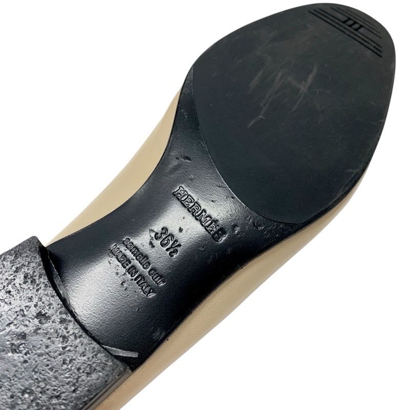 Hermes Royal Loafer Leather Shoes Beige Black White Hhardware Constance — view 8