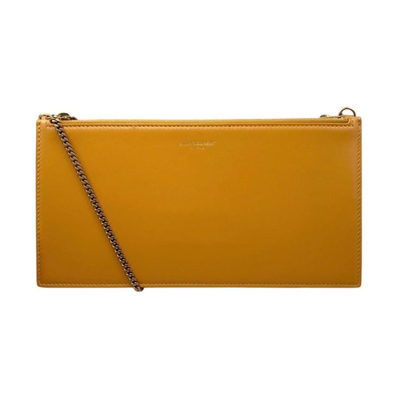 Saint Laurent Shoulder Bag Chain Logo Orange Gold Hardware — view 2