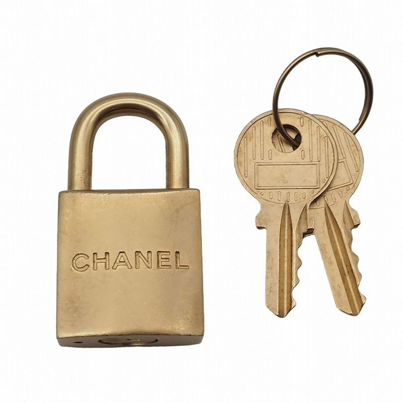Chanel Coco Logo Padlock Cadenna Key Clochette with Case Charm Calf Leather GP — view 2