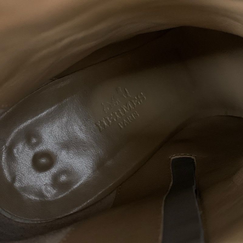Hermes Boots Short Shoes Leather Grey Silver Kelly Hardware — view 8