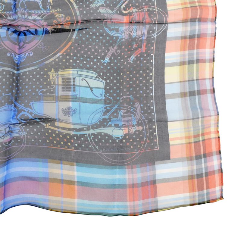 Hermes Carre 55 Scarf Madras Exlibris Bandana Silk Multicolor Accessory — view 5
