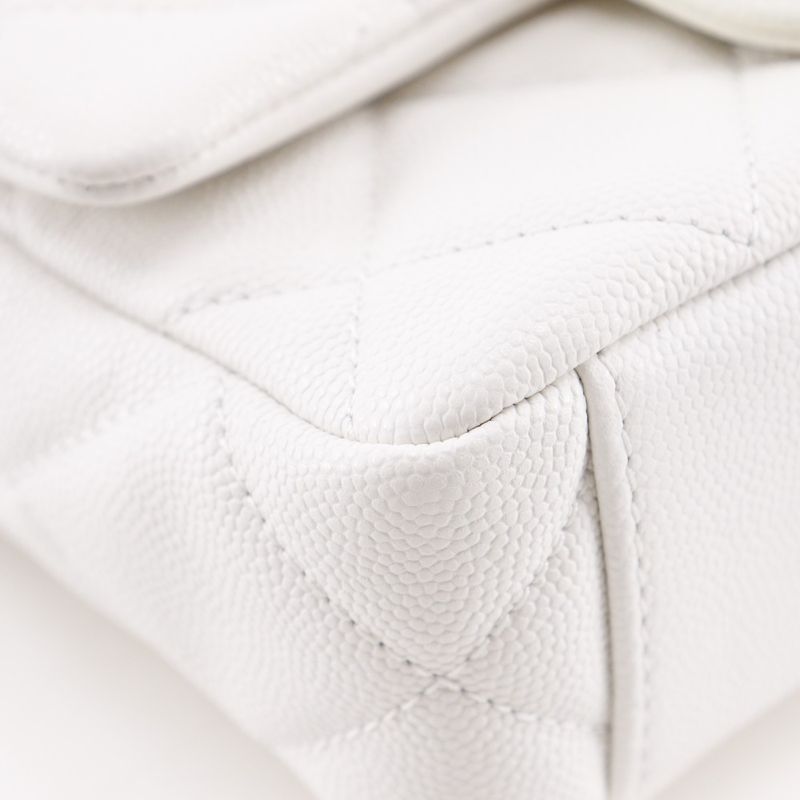 Chanel Quilted Flap Shoulder Chain Caviar Leather White — view 4