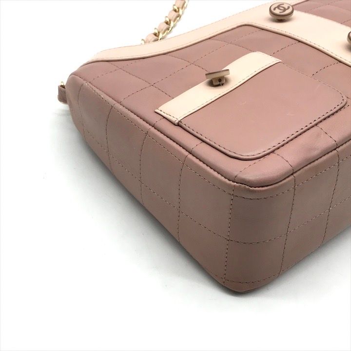 Chanel CC Logo Lambskin Diana Girl Chain Shoulder Bag Pink Beige — view 5