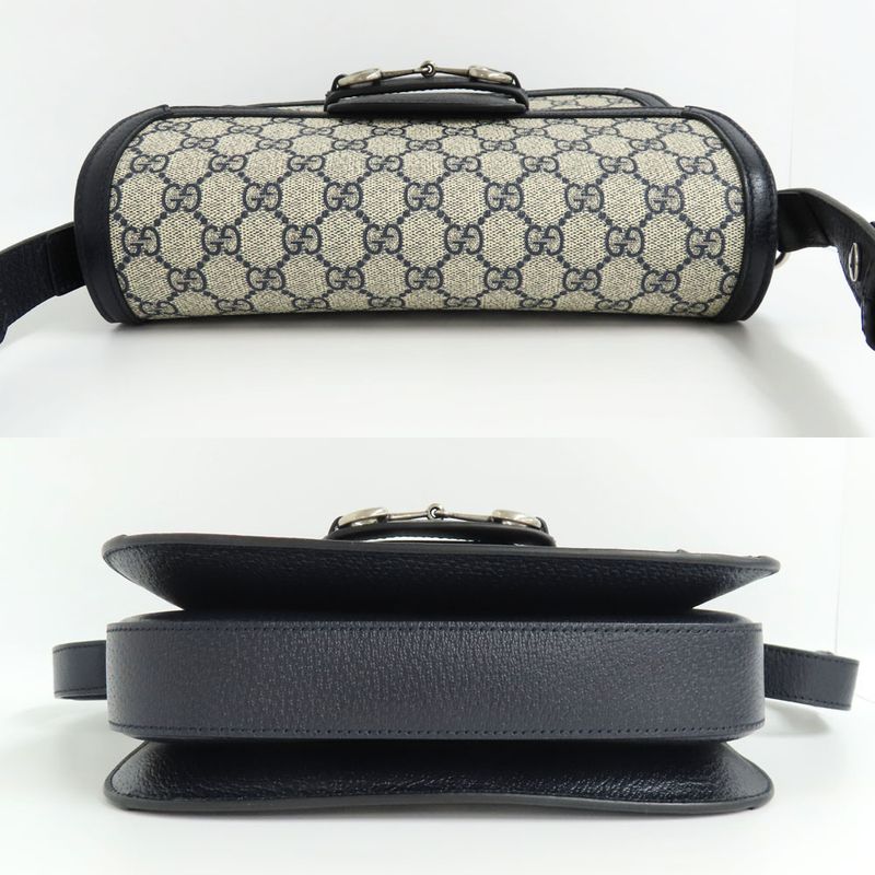 Gucci Horsebit 1955 Medium Shoulder Bag Navy GG Supreme — view 4