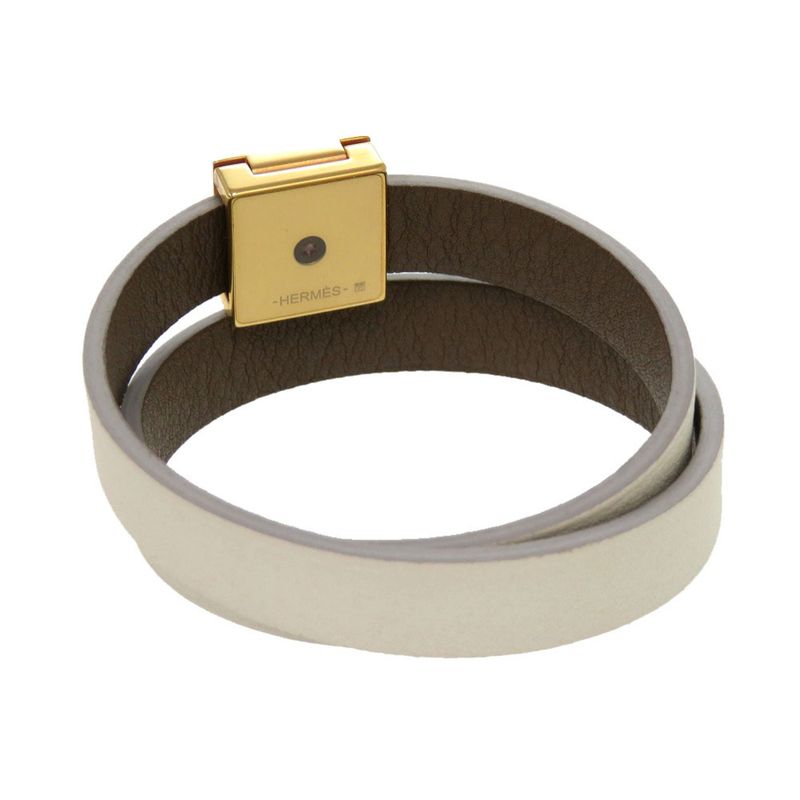 Hermes Medor Dubretour Leather White Gold Hardware Bracelet Accessories 0030 — view 4