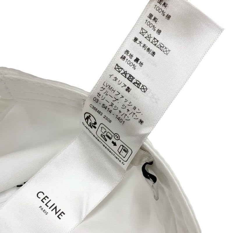 Celine Cap Hat Cotton White Navy Logo Triomphe Baseball — view 7