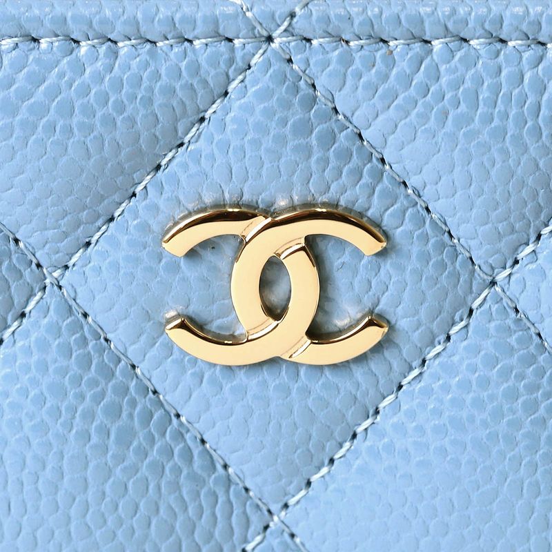 Chanel Coin Case Classic Zip Purse Light Blue — view 6