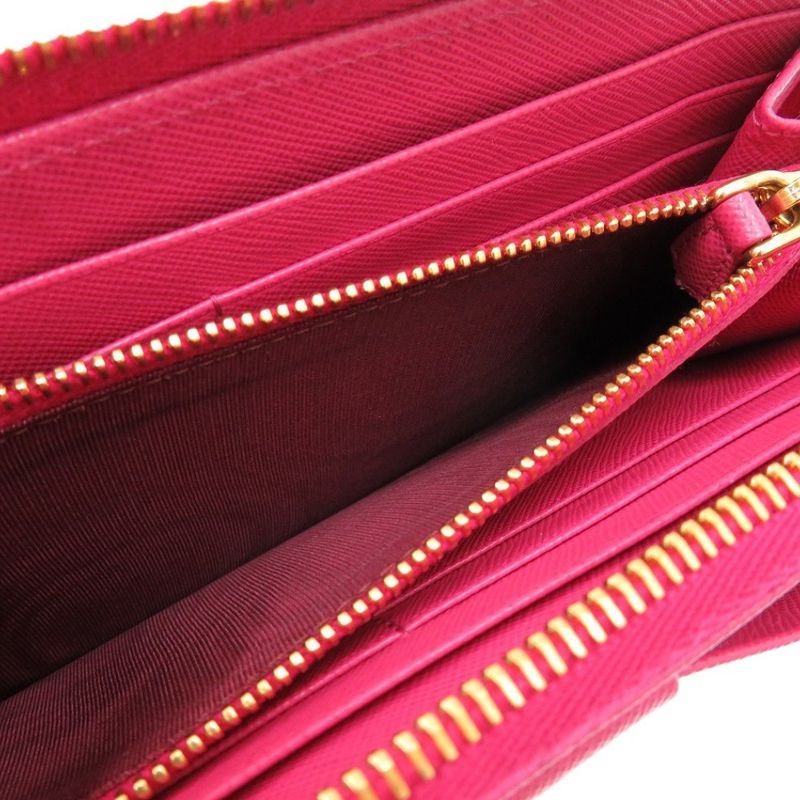Prada Round Zipper Ribbon 1 M0506 Leather Saffiano Peonia 1211 Long — view 6