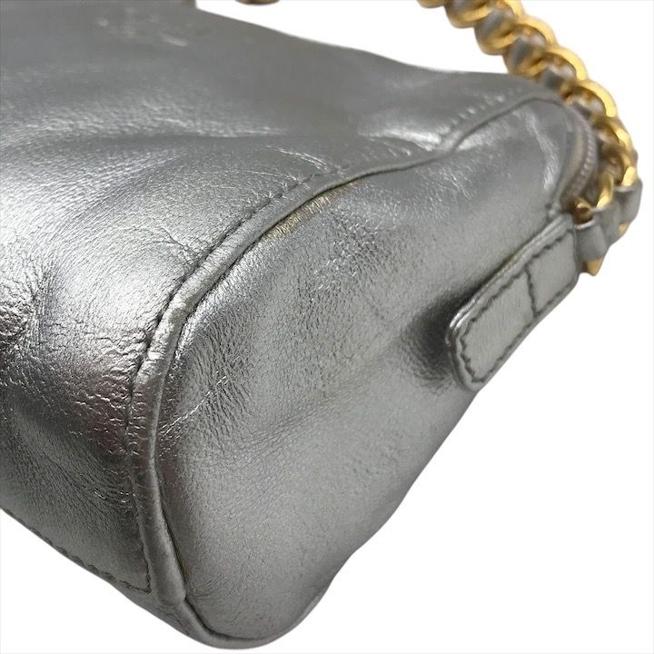 Prada Leather Mini Chain Shoulder Bag Silver Gold — view 5