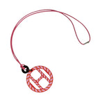 Hermes Equipe Nautic Leather Cord Pendant Necklace Pink