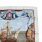 Hermes Scarf Silk Carre 90 Christophe Colomb Decouvre L'amerique 12 Octobre — view 3
