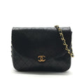 Chanel CC Logo Quilted Push Lock Chain Shoulder Bag Black