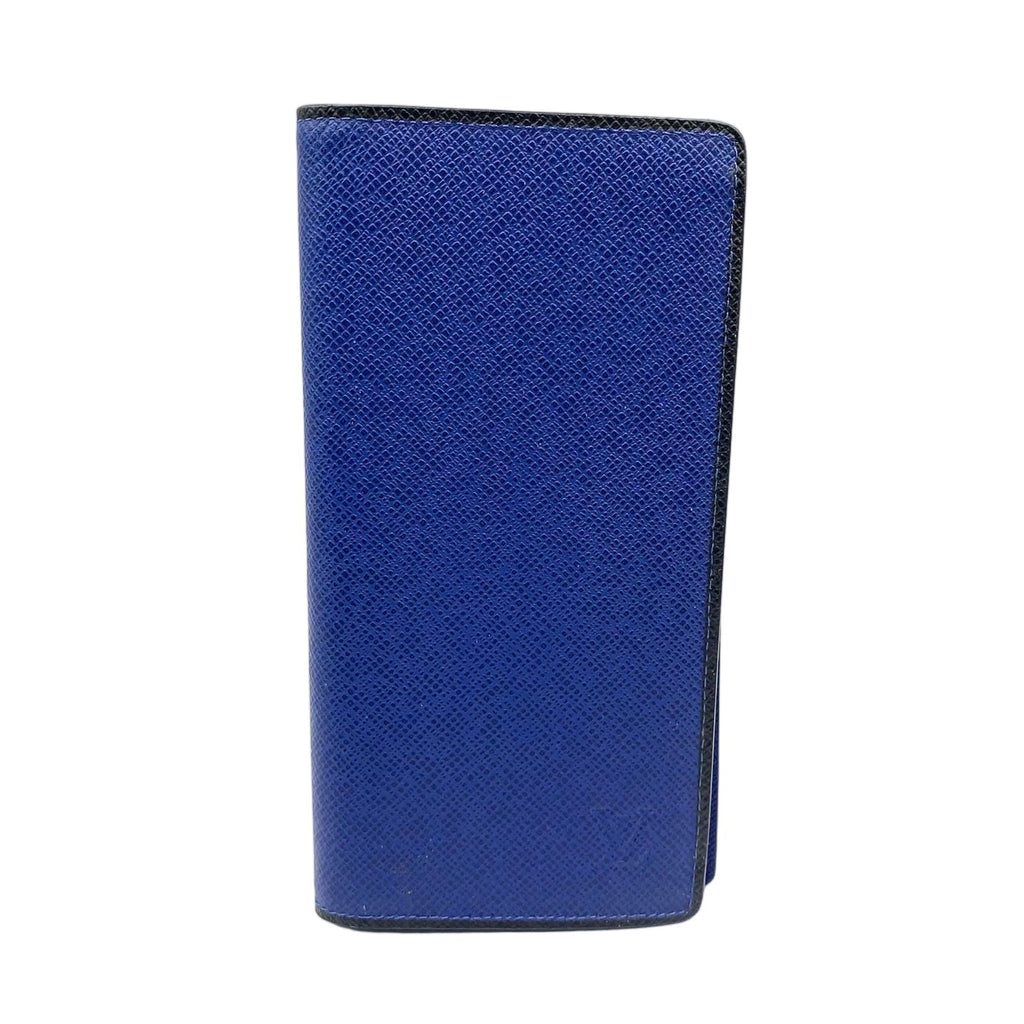 Louis Vuitton Portefeuille Brazza Taiga Cobalt Leather Blue Bifold Wallet Silver