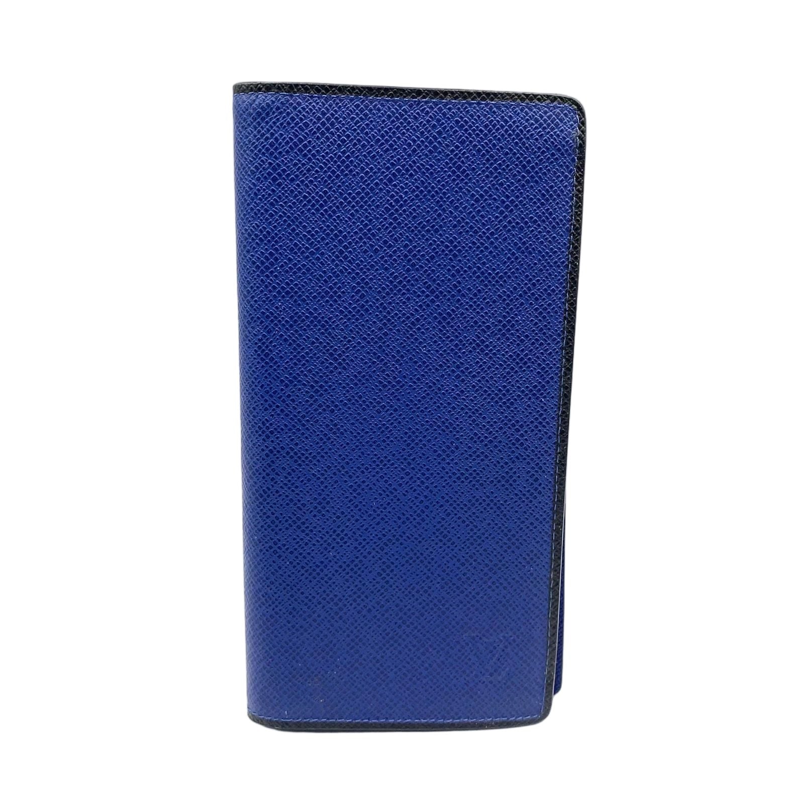 Louis Vuitton Portefeuille Brazza Taiga Cobalt Leather Blue Bifold Wallet Silver