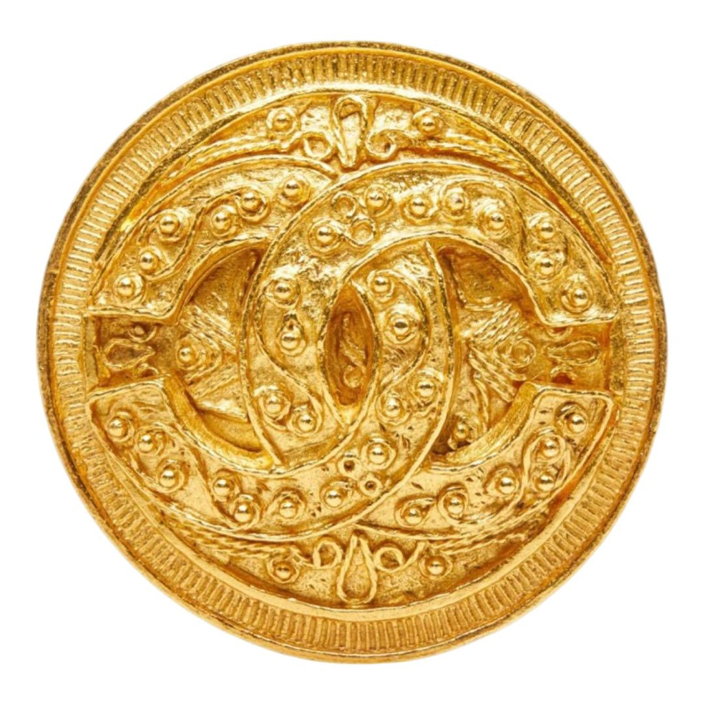 Chanel CC Logo Vintage Round Brooch