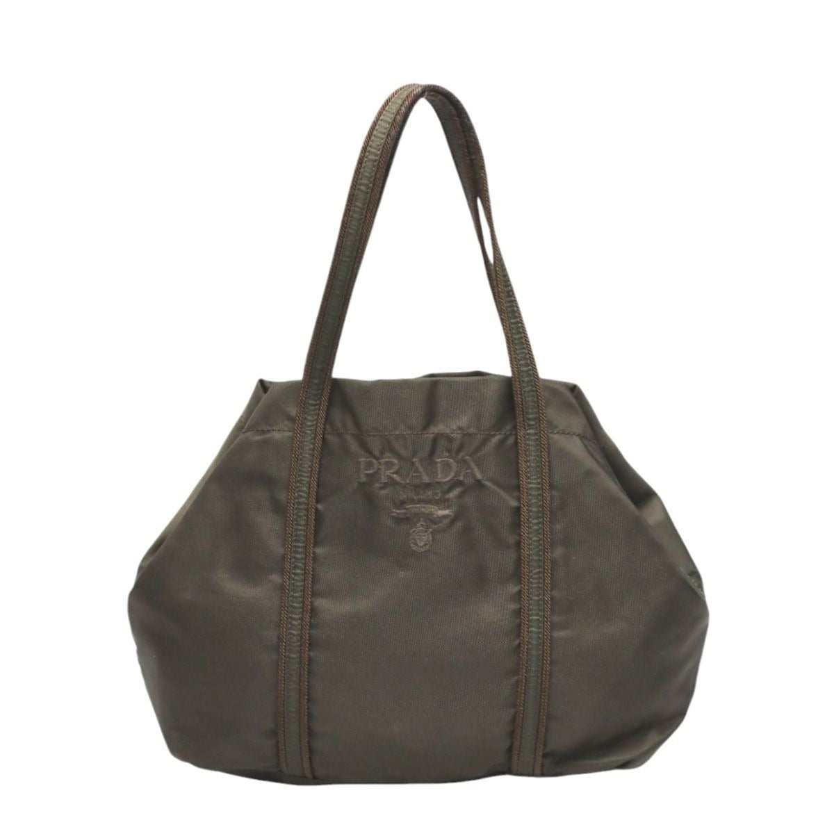 Prada Br0977 Logo Embroidered Tote Khaki