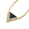 Dior Triangle Rhinestone Enamel Color Stone Clear Gold Black Necklace