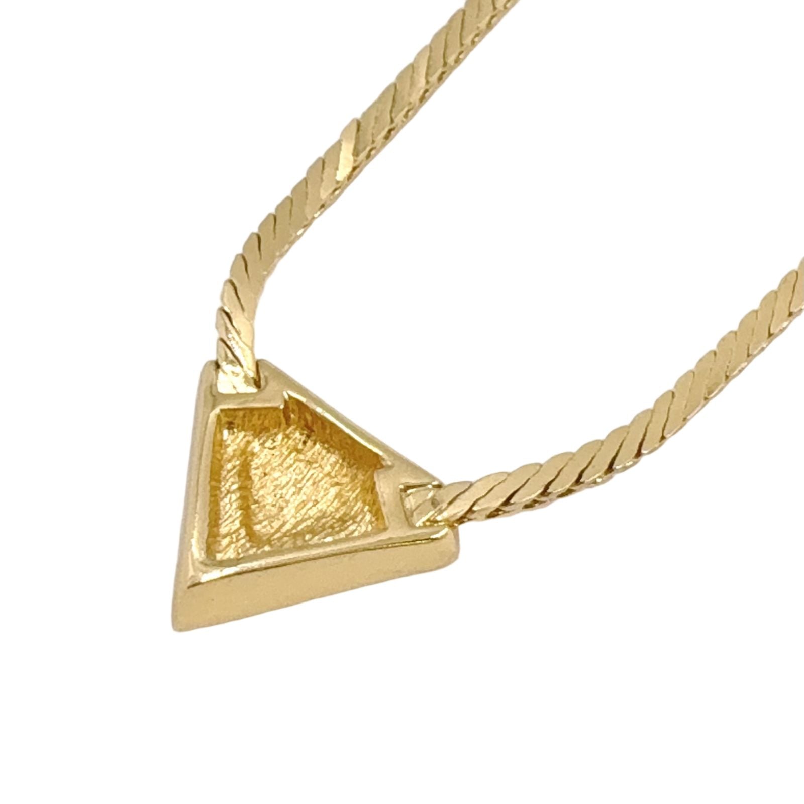 Dior Triangle Rhinestone Enamel Color Stone Clear Gold Black Necklace — view 2