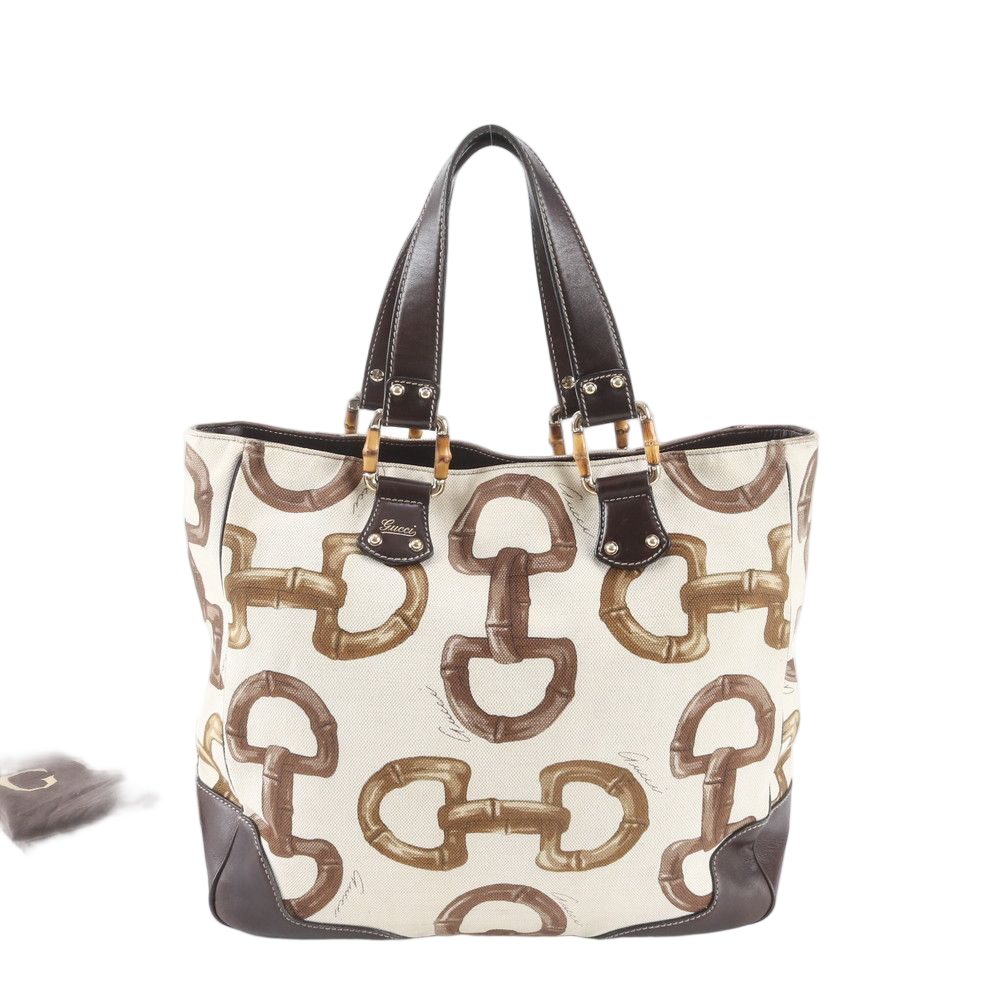 Gucci Bambu Horsebit Pattern Leather Tote Shoulder Hand