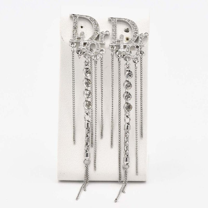 Christian Dior Earrings Logo Rhinestone Accessories With Bag H6928 — view 2