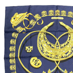 Hermes Carre 90 les Cavaliers D'Or Golden Knight Scarf Silk Navy — view 2