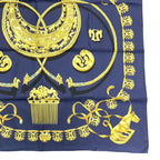 Hermes Carre 90 les Cavaliers D'Or Golden Knight Scarf Silk Navy — view 4