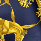 Hermes Carre 90 les Cavaliers D'Or Golden Knight Scarf Silk Navy — view 7