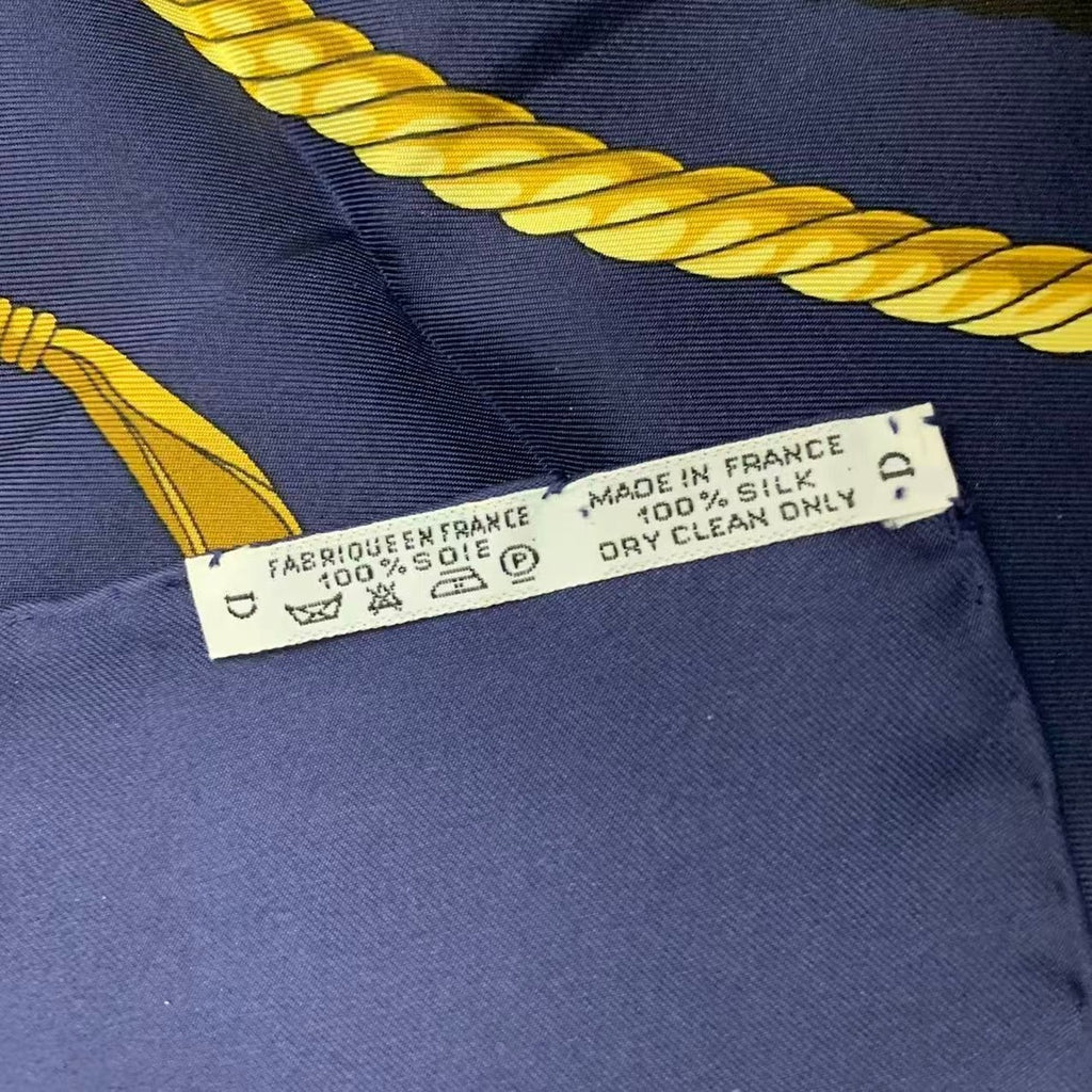 Hermes Carre 90 les Cavaliers D'Or Golden Knight Scarf Silk Navy — view 8