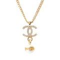 Chanel CC Logo Pearl Necklace Gold