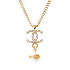 Chanel CC Logo Pearl Necklace Gold