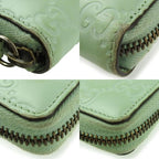 Gucci Long Wallet Round Zipper Sima Leather Mint Green Color Linea Cat — view 5