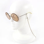 Chanel CC Logo Round Sunglasses with Chain Silver Clear Brown Case Necklace — view 4