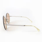 Chanel CC Logo Round Sunglasses with Chain Silver Clear Brown Case Necklace — view 5