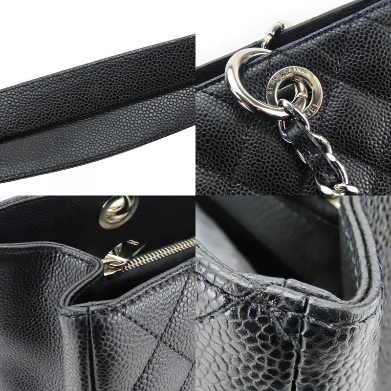 Chanel Tote Bag Grand Shopping GST Quilted Caviar Leather Black Silver Hardware Chain 14 Coco — view 4