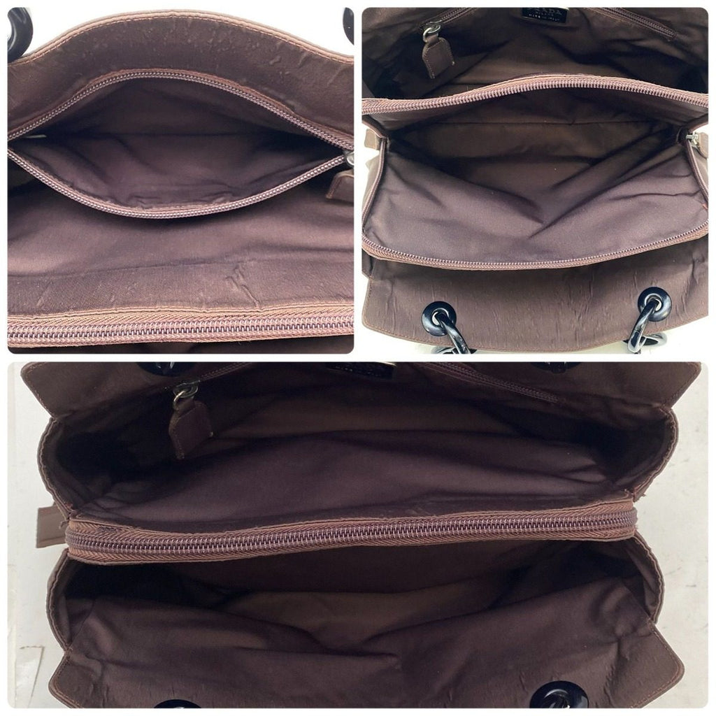 Prada Tessuto Nylon Hand Tote Brown — view 7