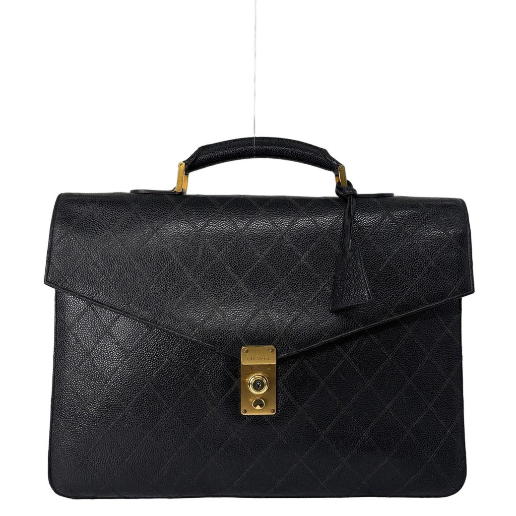Chanel Bicolor Caviar Leather Business Briefcase Black