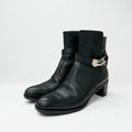 Hermes Frenchie Boots Short Shoes Leather Black Silver Kelly Hardware