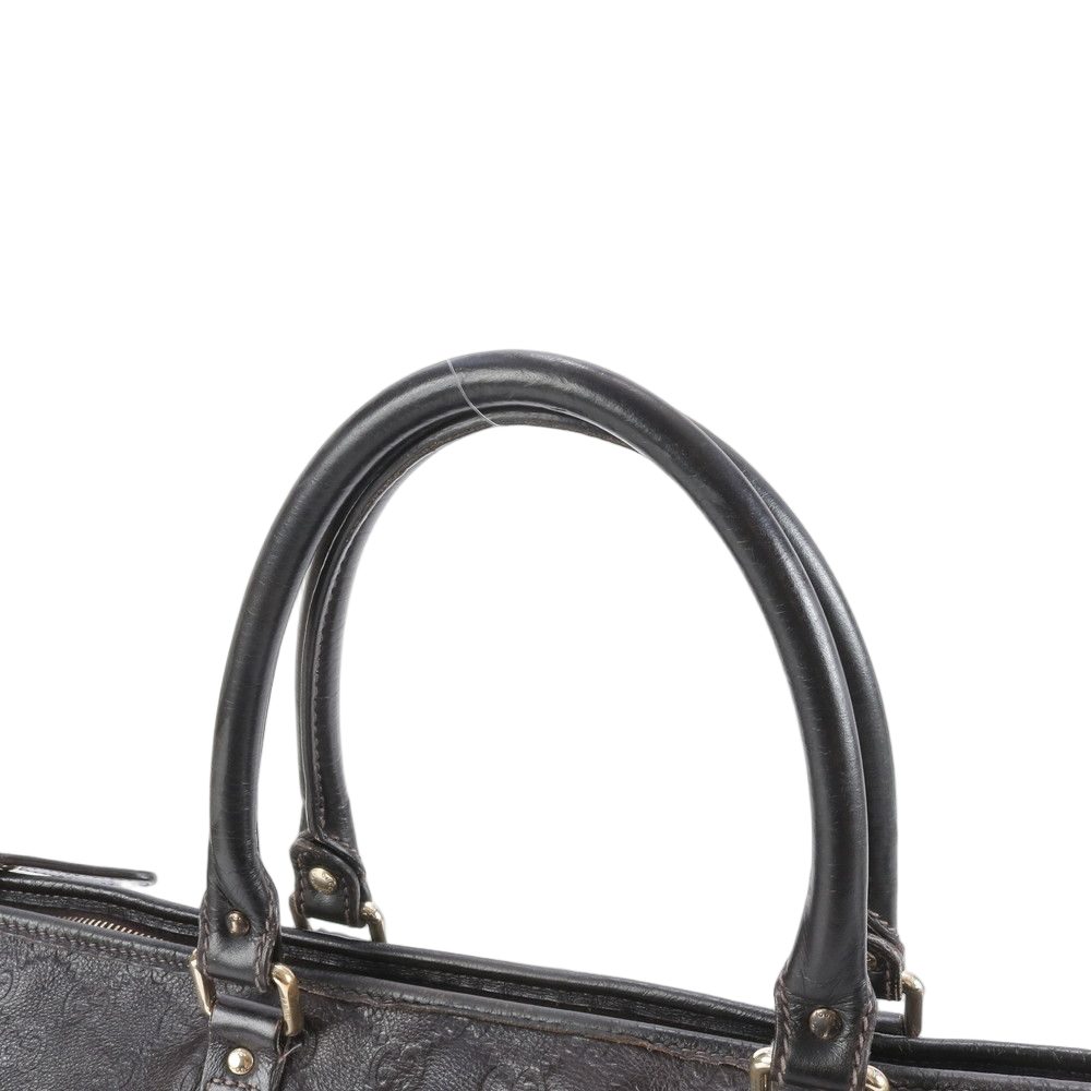Gucci Guccissima Leather Boston Bag Tote Carry Brown — view 2