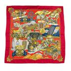 Hermes Carre 90 Automobile Silk Red Scarf