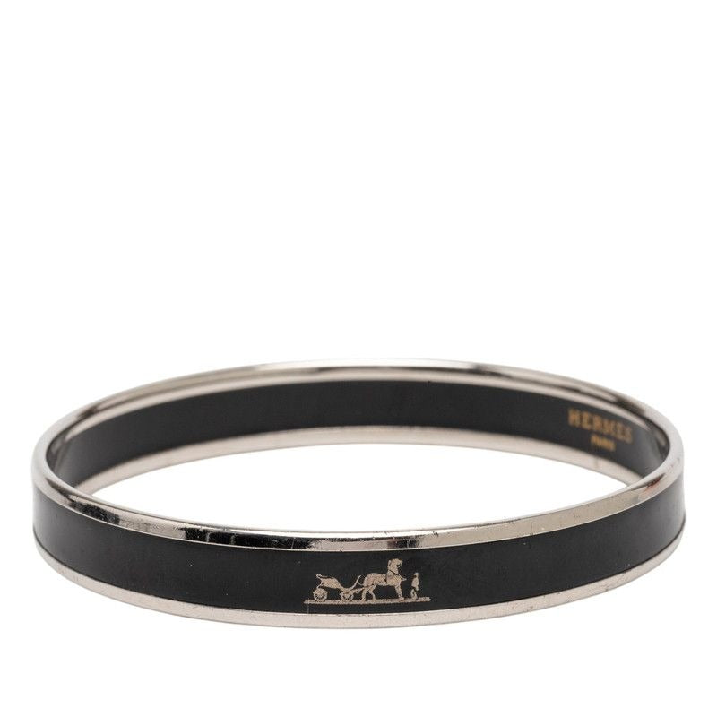 Hermes Enamel PM Silver Black Metal Belt