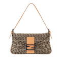 Fendi Zucchino Mamma Bucket Shoulder Bag Canvas Beige Brown Gunmetal
