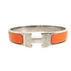 Hermes Click Clack H PM Metal Orange Silver Bangle Bracelet 0617 — view 2