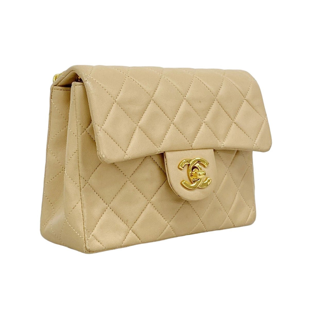 Chanel Shoulder Bag Mini Quilted Lambskin Beige Gold — view 2