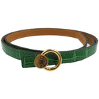 Hermes Serie Engraved Polosus Gold Hardware Green Brown Belt 0131